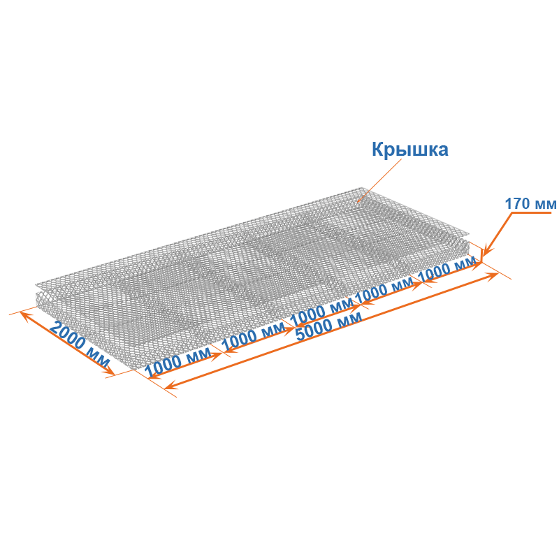 Габион матрац ГСИ-М 5х2х0,17 оцинкованный / ЦП, Ø проволоки 2,7/3,7 мм, размер ячейки 8х10 см фото
