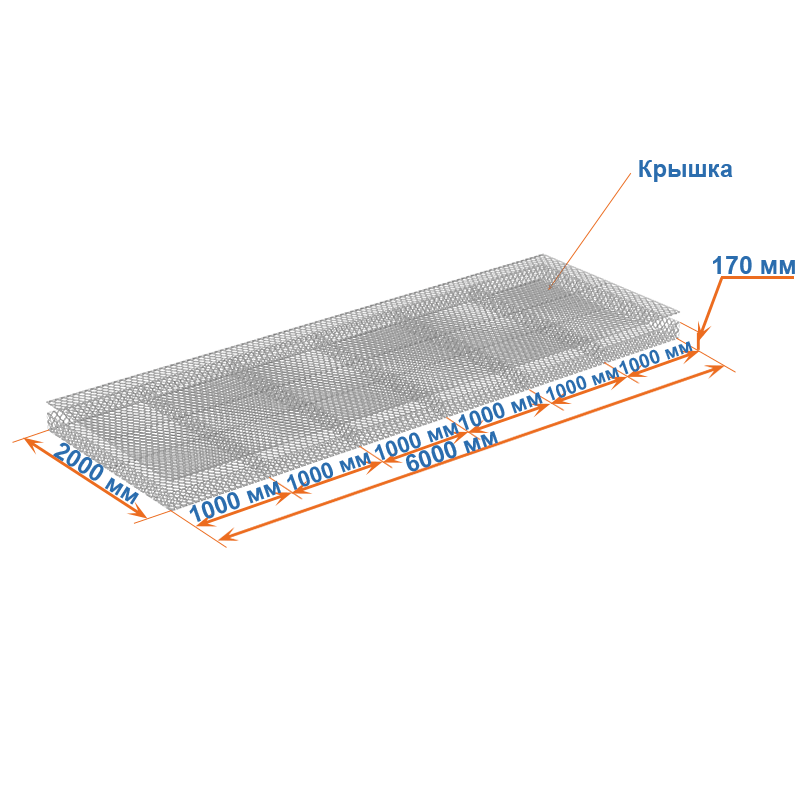 Габион матрац ГСИ-М 6х2х0,17 оцинкованный, Ø проволоки 3,0 мм, размер ячейки 8х10 см фото